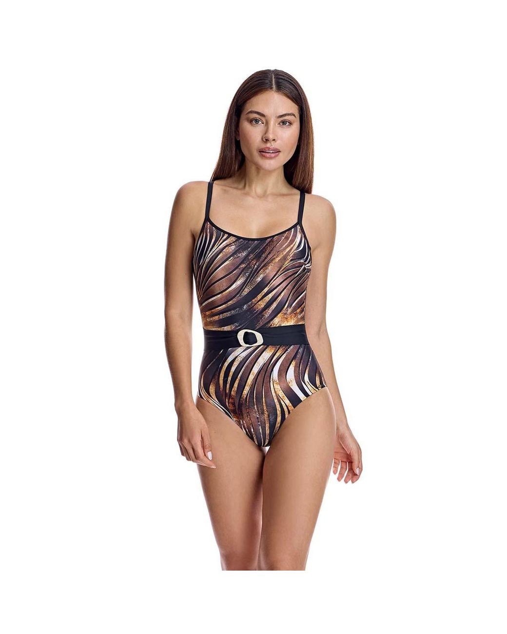 Ory Brown W251281 Round Neck Swimsuit