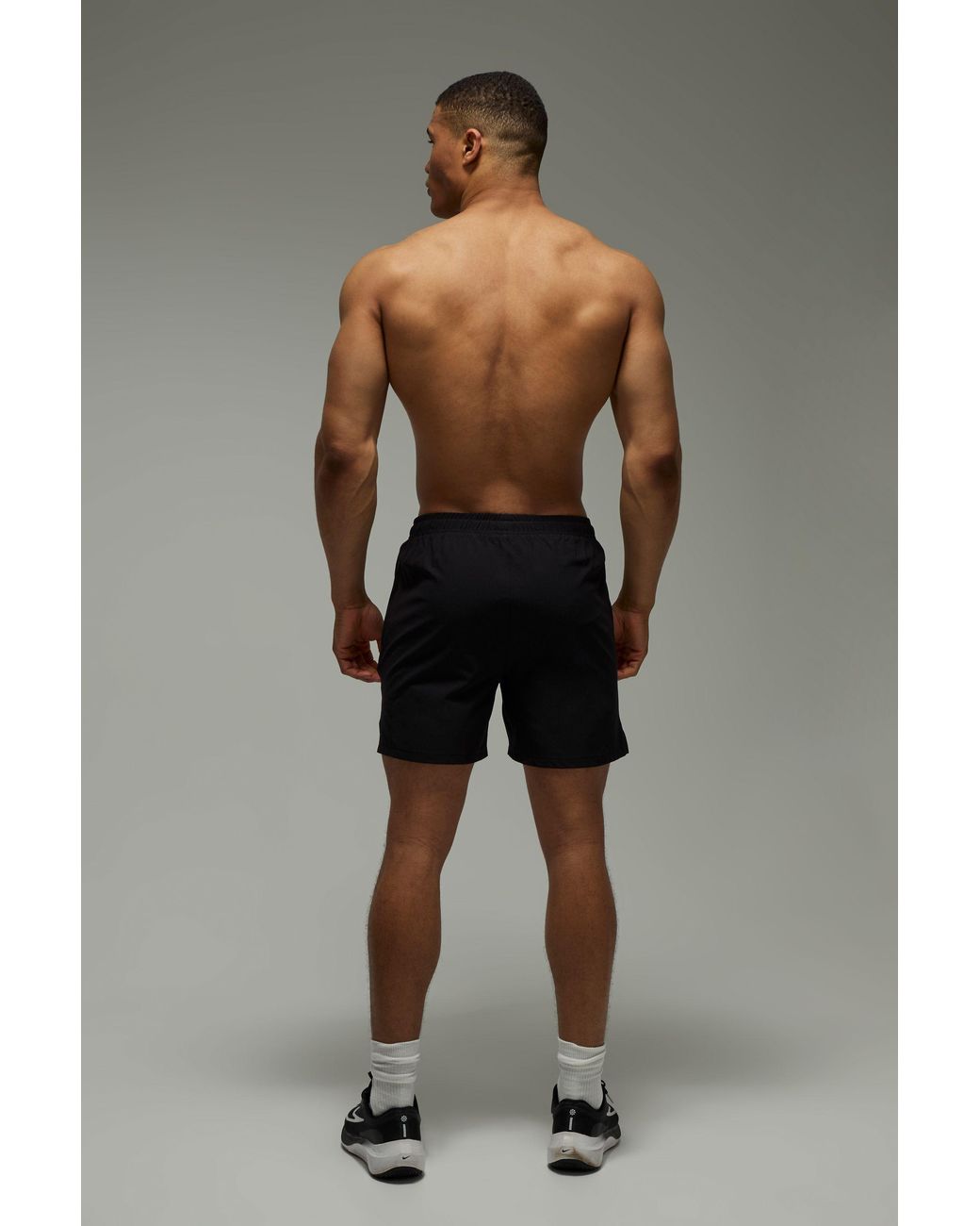 BoohooMAN Black Active Stretch Woven Bungee Adjuster 7Inch Shorts for men