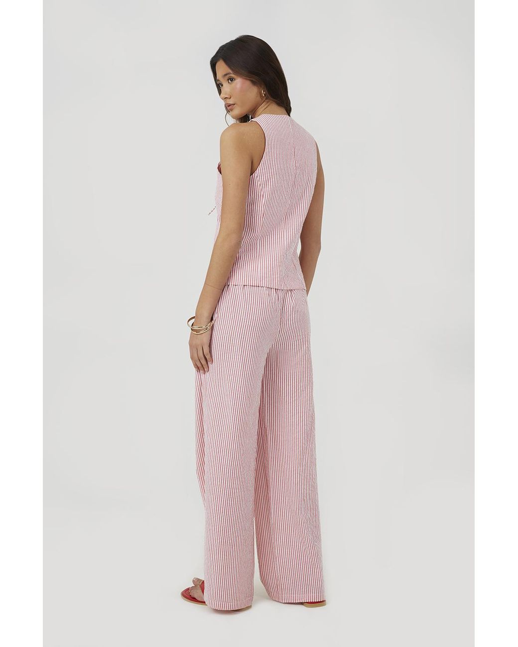 Brave Soul Pink Striped Cotton Trousers