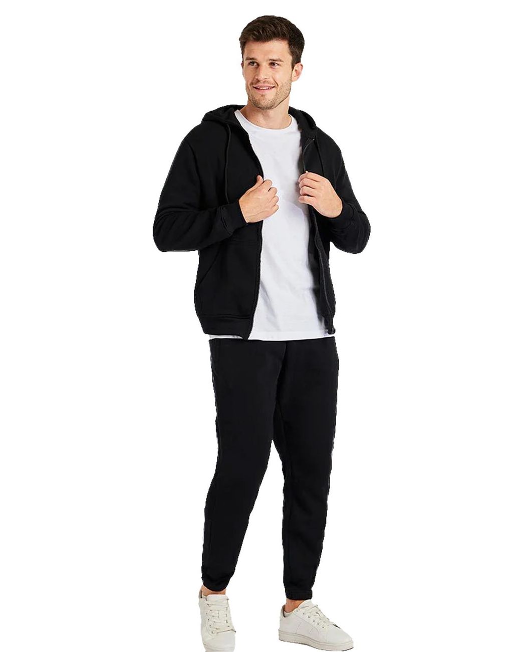 Kruze By Enzo Black Zip Up Hoodie Tracksuit for men