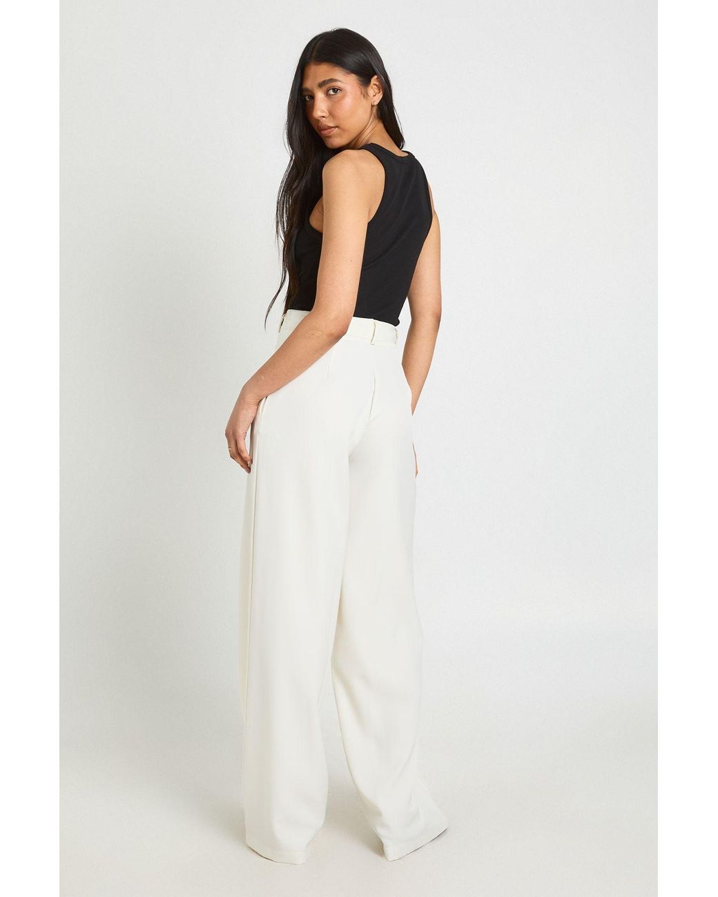 Boohoo White Tall Straight Leg Trousers