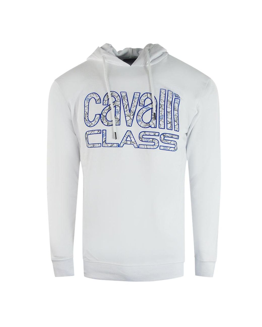 Roberto Cavalli Blue Floral Logo Hoodie Cotton for men