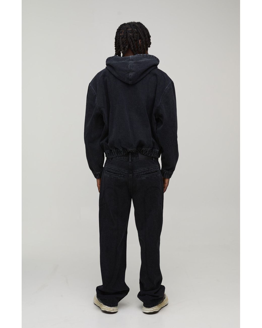 BoohooMAN Black Vintage Wash Western Detail Relaxed Jeans for men