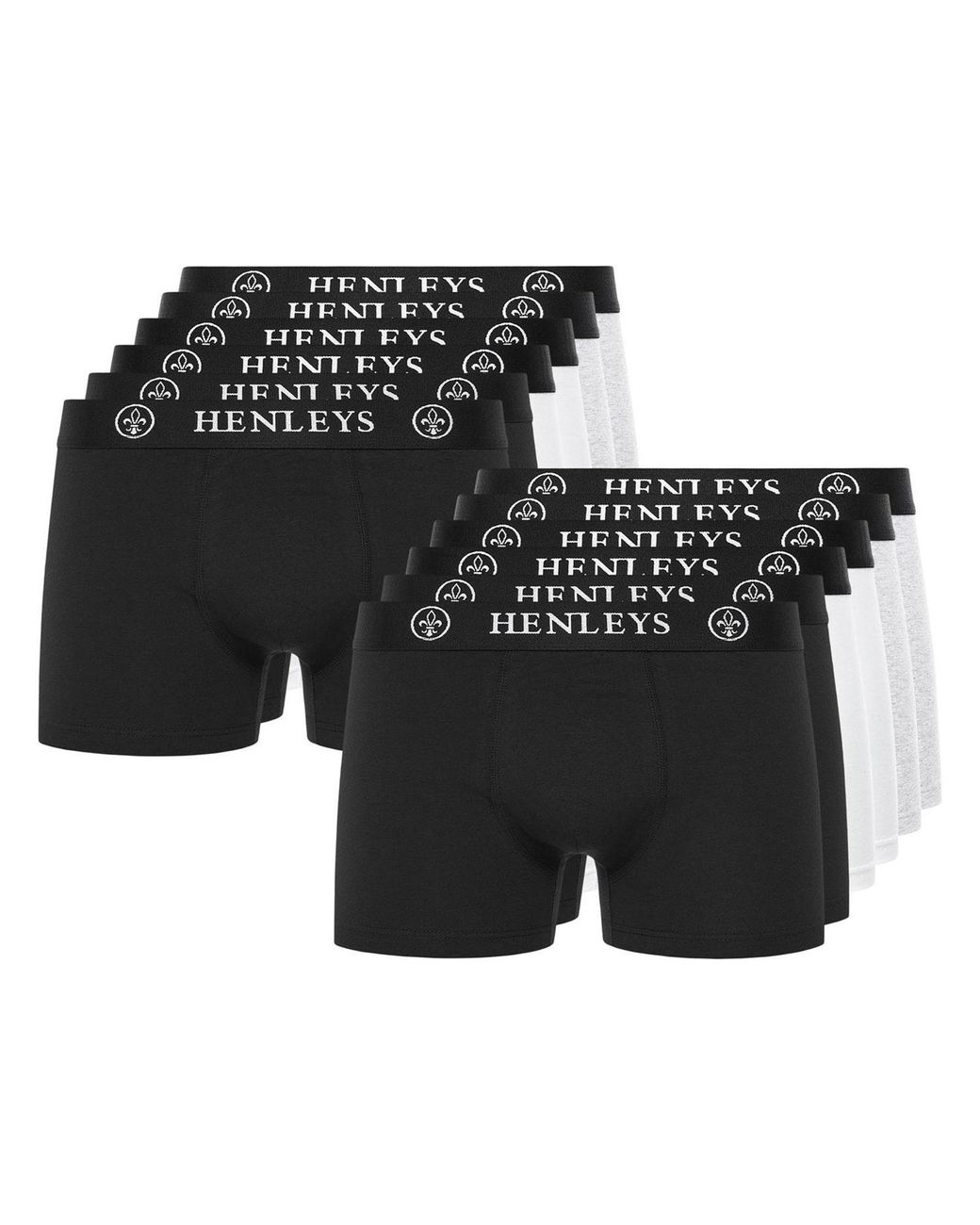 Henleys Black Century Boxers 12Pk for men