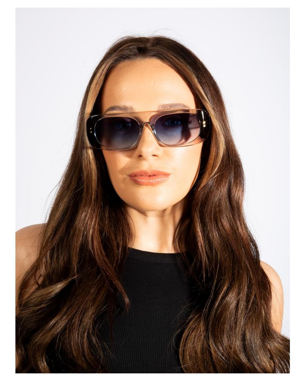 SVNX Blue Flat Top Oval Sunglasses