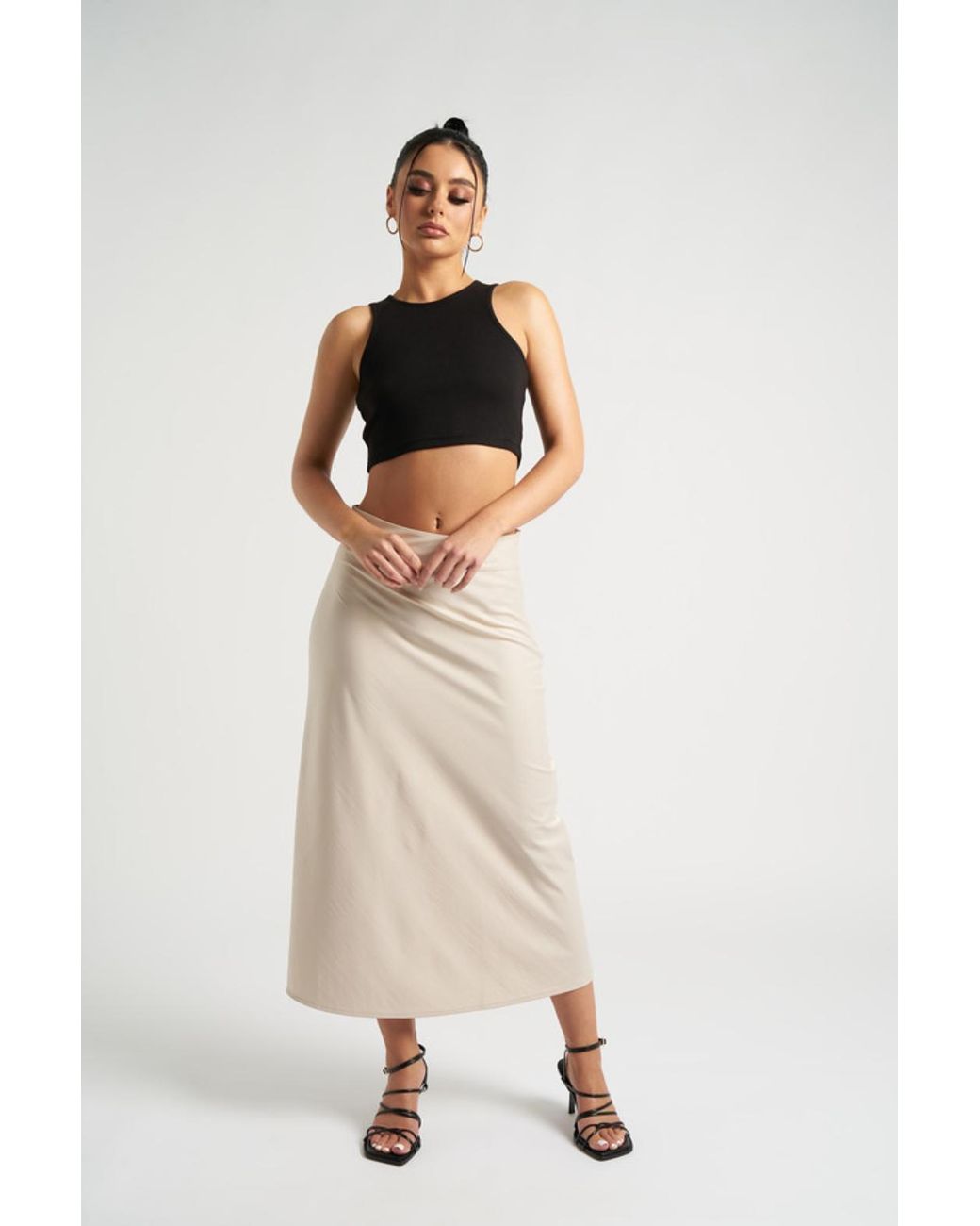 Urban Bliss Natural Satin Bias Cut Midi Skirt