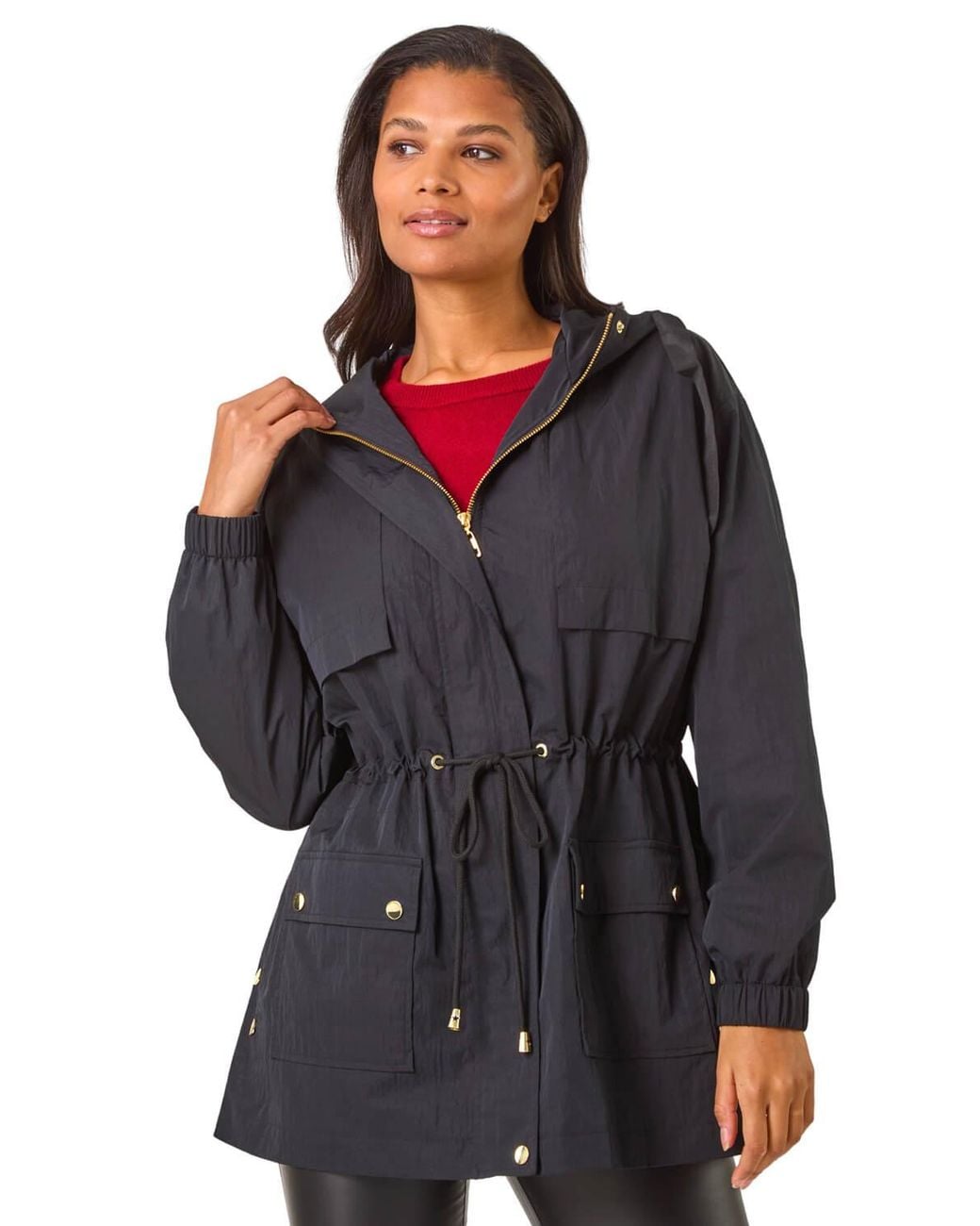 Roman Black Shower Resistant Rain Jacket