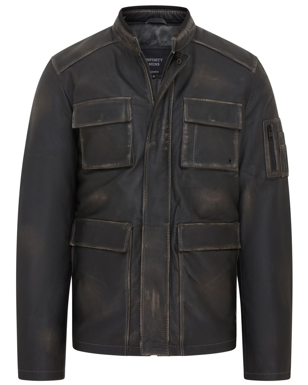 Infinity Leather Black Vintage Safari Jacket for men