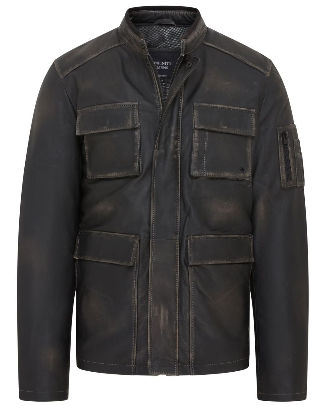 Infinity Leather Black Vintage Safari Jacket for men