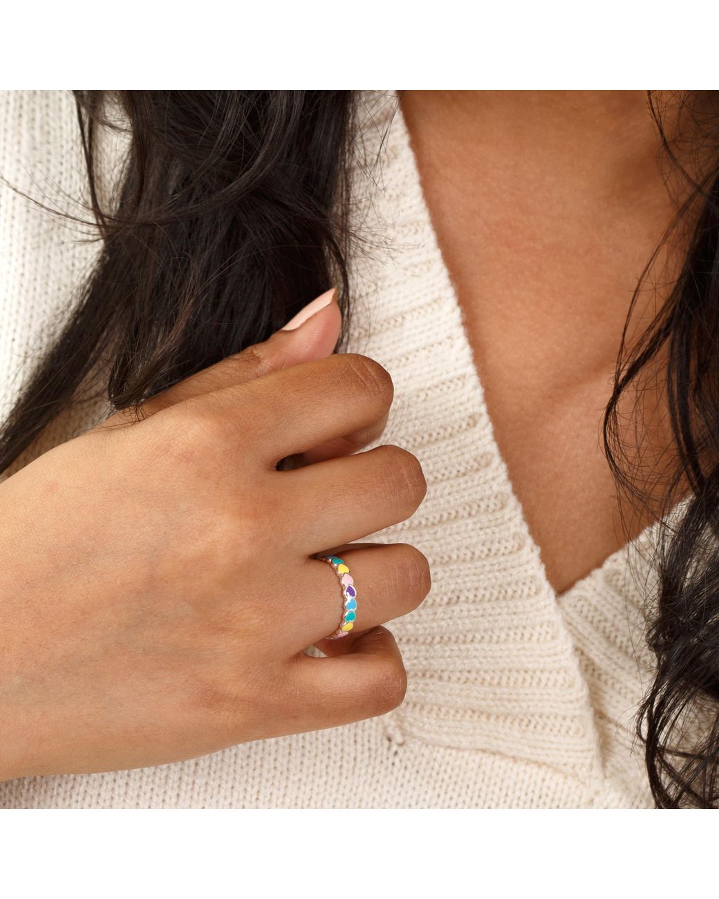 The Jewellery Stockroom Blue Sterling Multi-Coloured Heart Enamel Ring