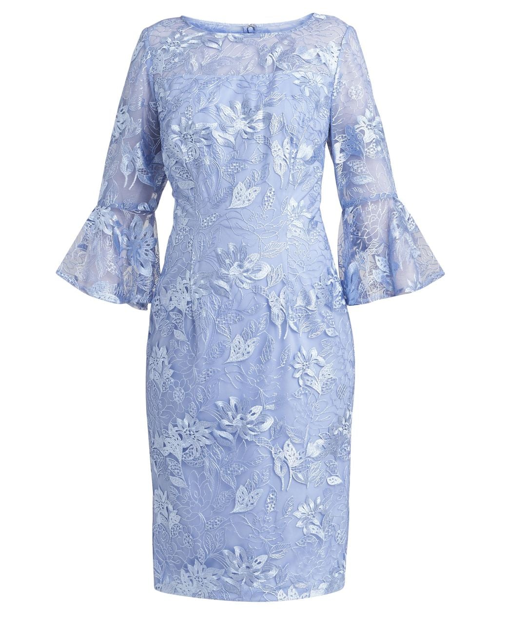 Gina Bacconi Blue Michaela Embroidered Sequin Lace Dress