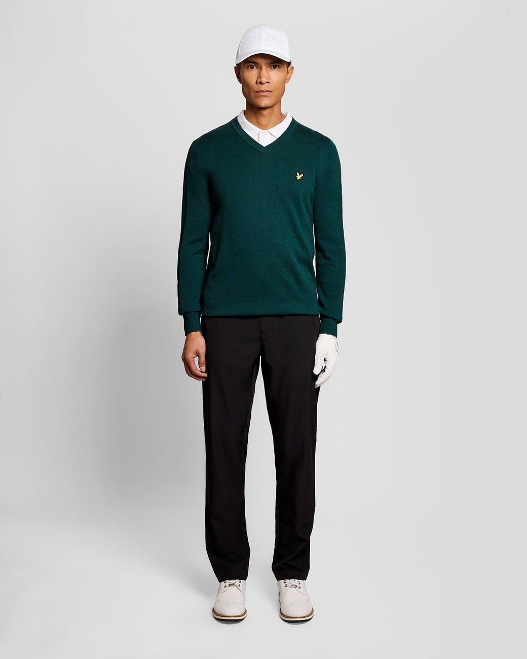 Lyle & Scott Green Cotton Blend V-Neck Jumper