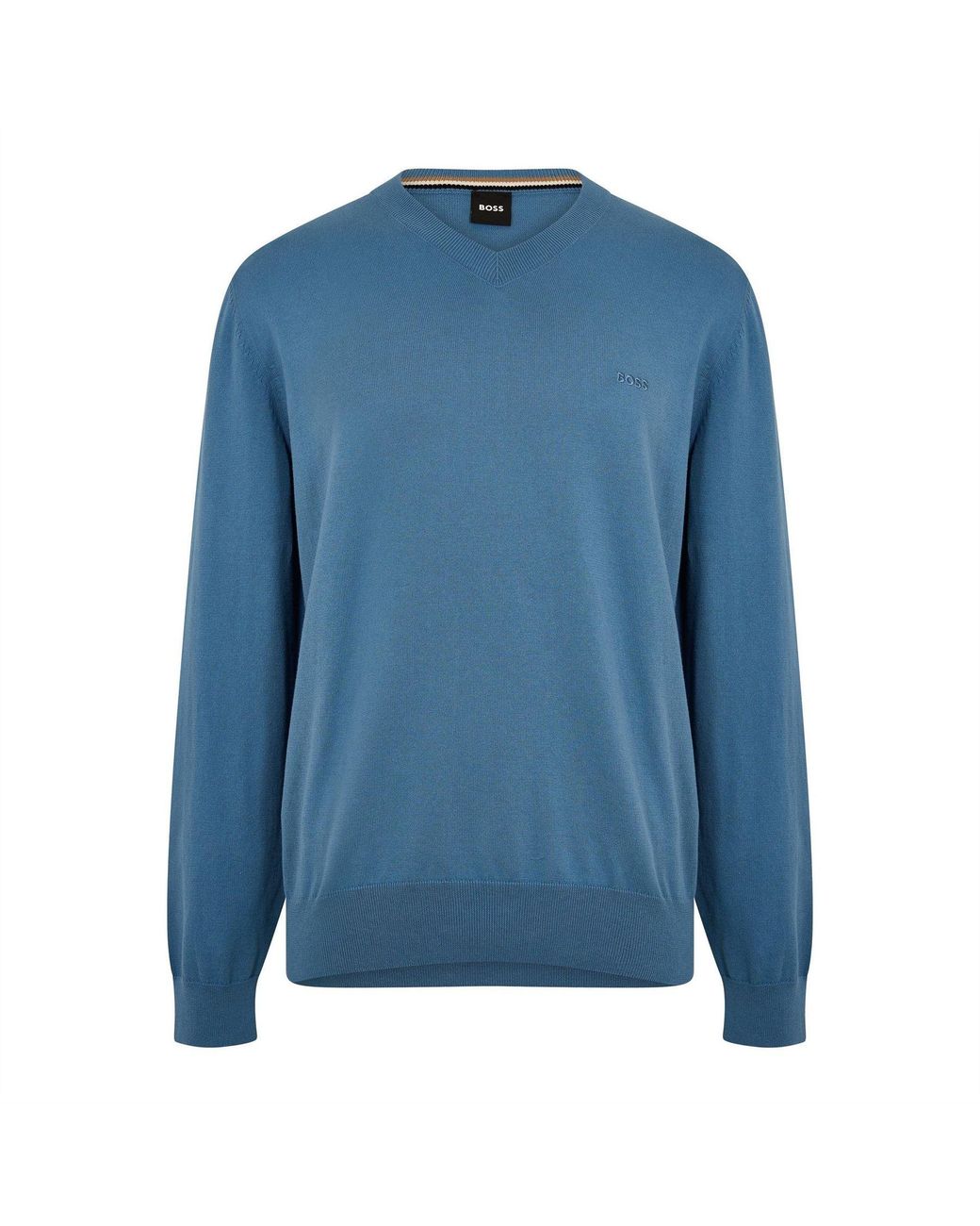 Boss Blue V-Neck Long Sleeve Sweatshirt for men