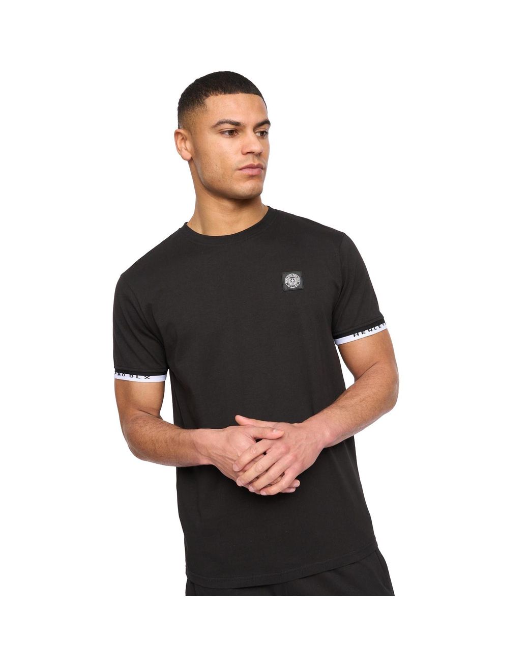 Henleys Black Henjaque T-Shirt/Shorts Set for men