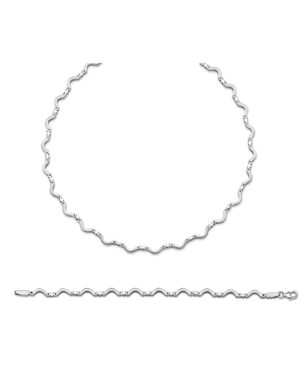 Orphelia White 925 Sterling Set: Chain + Bracelet