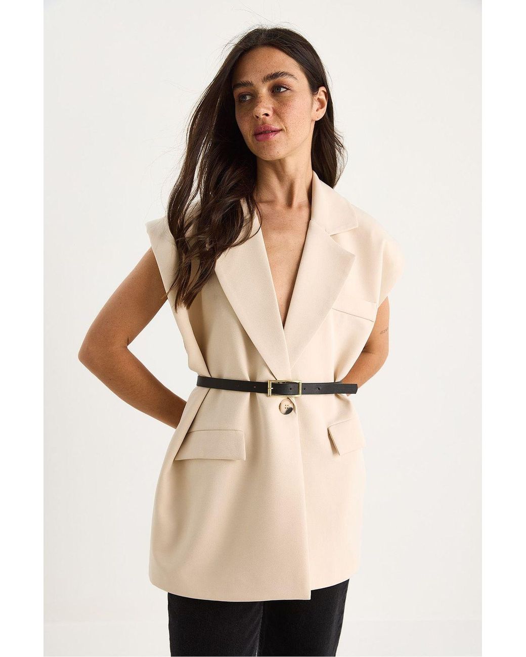 Bianco Lucci Natural Padded Oversized Vest