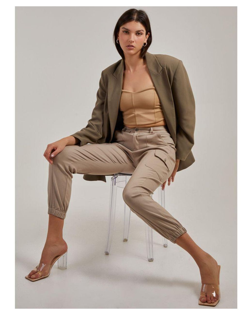 Pink Vanilla Natural Utility Stretch Cargo Trousers