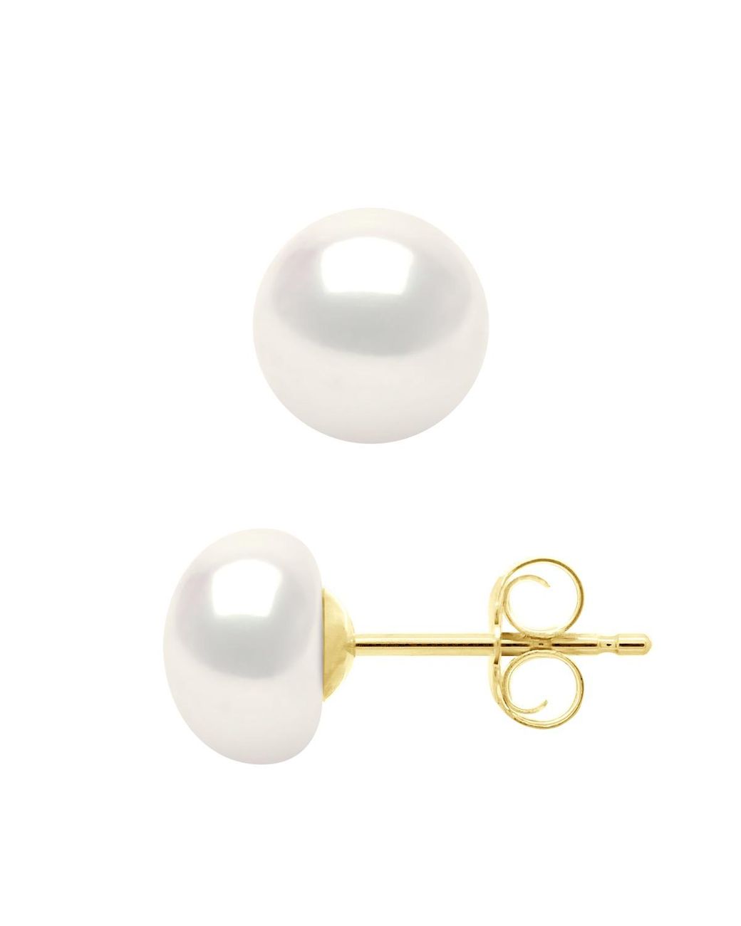 Ateliers Saint Germain White Earrings Real Cultured Freshwater Pearls Button 7-8 Mm