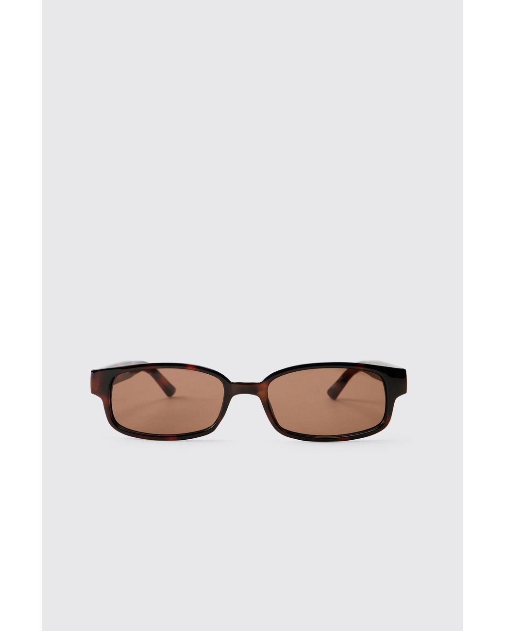 BoohooMAN White Tortoiseshell Rectangular Sunglasses for men