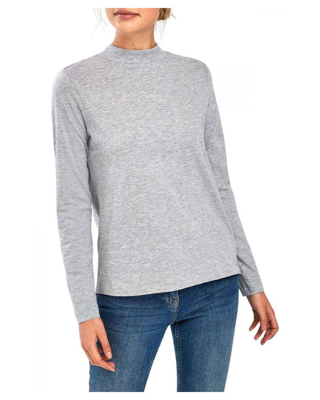 Secret Label Gray High Neck Long Sleeve Jersey Top