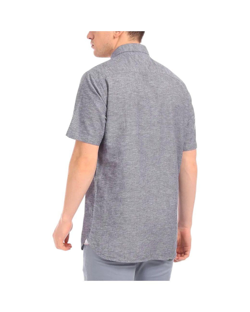 Tommy Hilfiger Gray Shirt Oxford Lightweight Short Sleeve Regular Fit Summer New for men