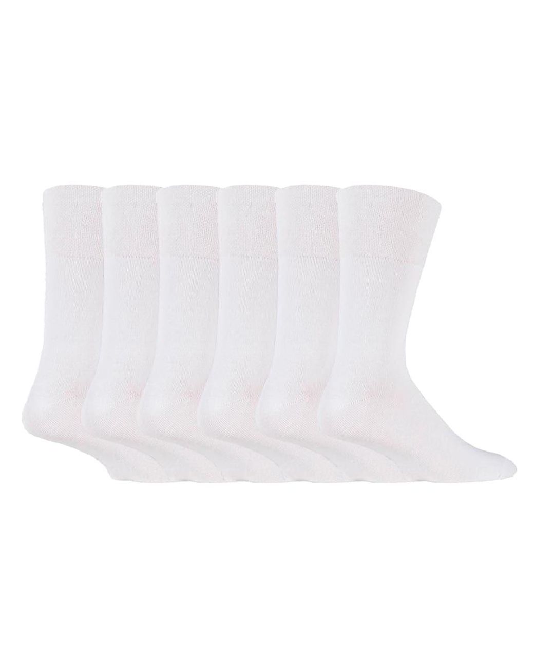 IOMI White 6 Pack Non Elastic Diabetic Socks With Hand Linked Toe Seams for men