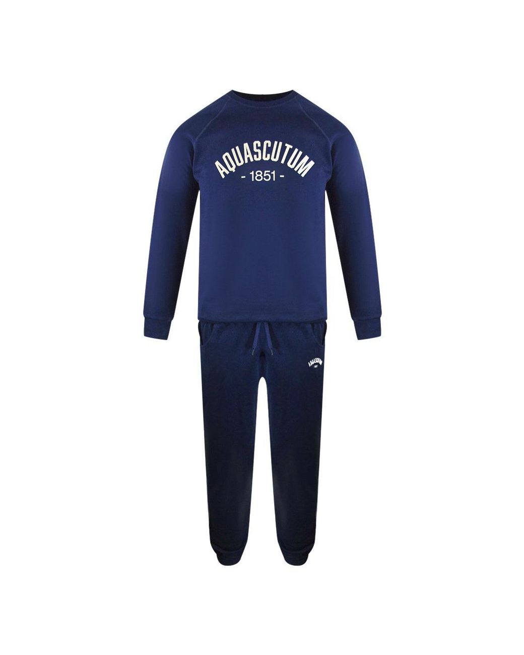 Aquascutum Blue Old School Crewneck Track Pants Set Cotton for men