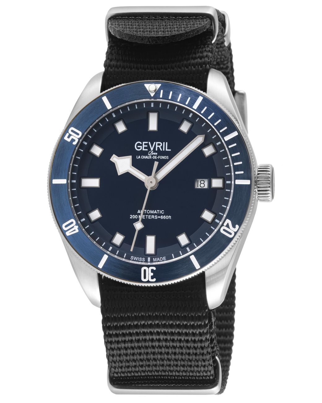 Gevril Black Yorkville Swiss Automatic Sellita Sw200 Dial Stainless Steel Watch for men