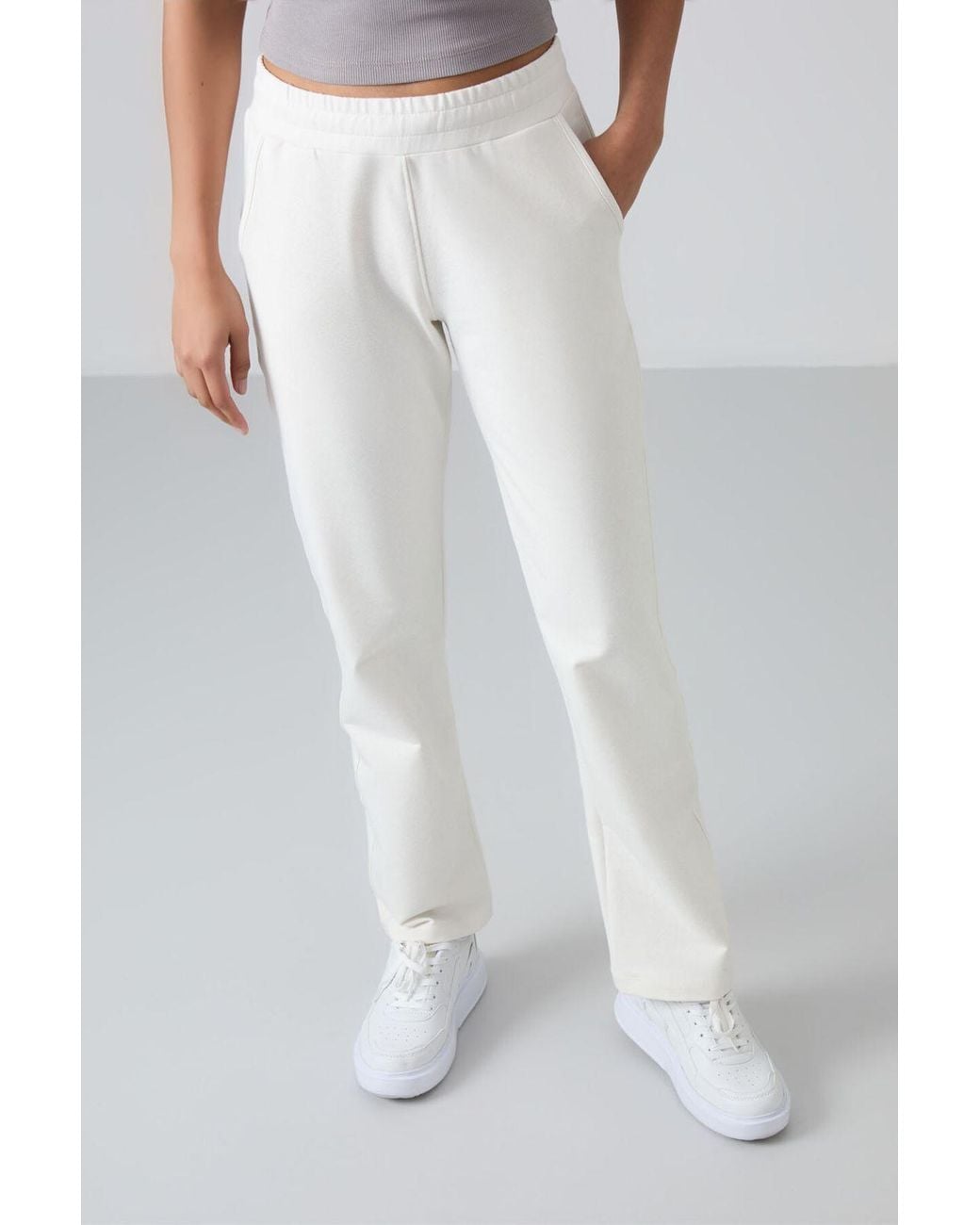 TOMMY LIFE White Straight-Leg Fleece Sweatpants