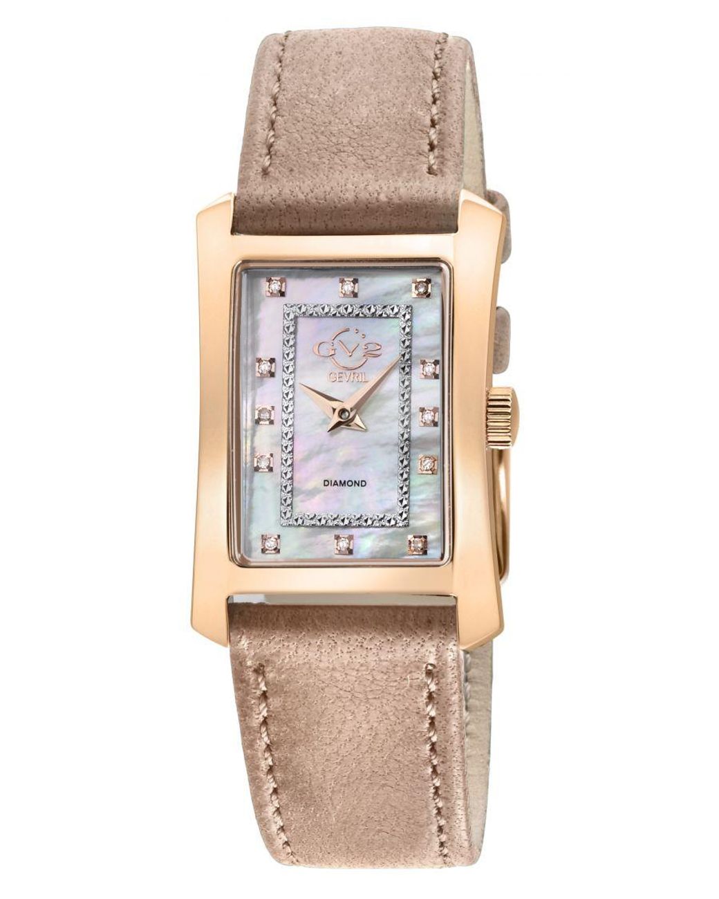 Gv2 Brown Luino Diamond Mop Dial, Swiss Quartz Genuine Italian Leather Tan Watch