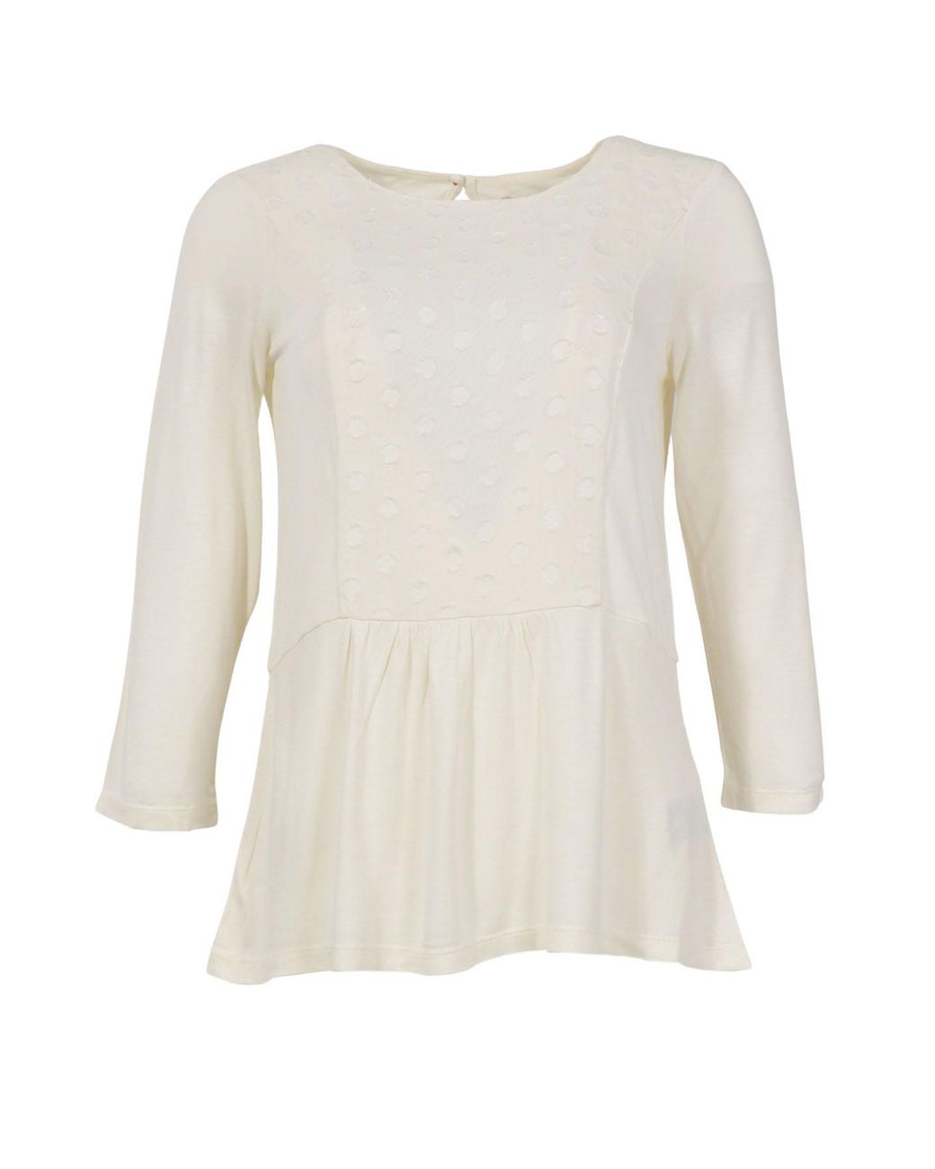 Boden White Jersey Embroidered Spot Top