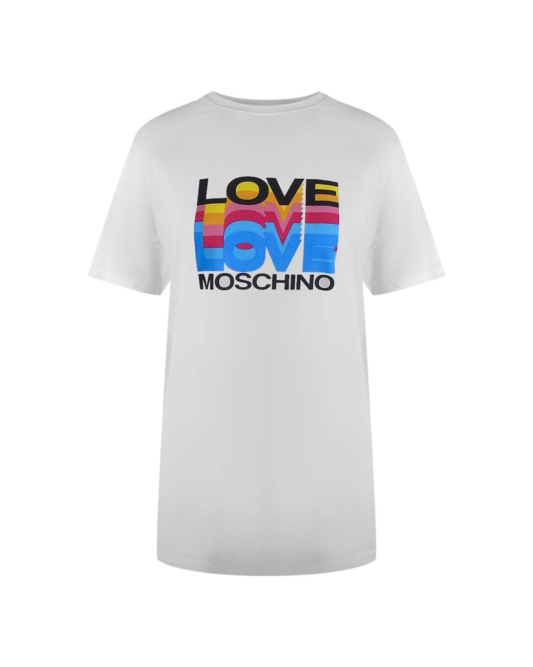 Love Moschino White Love Layered Logo T-Shirt Cotton