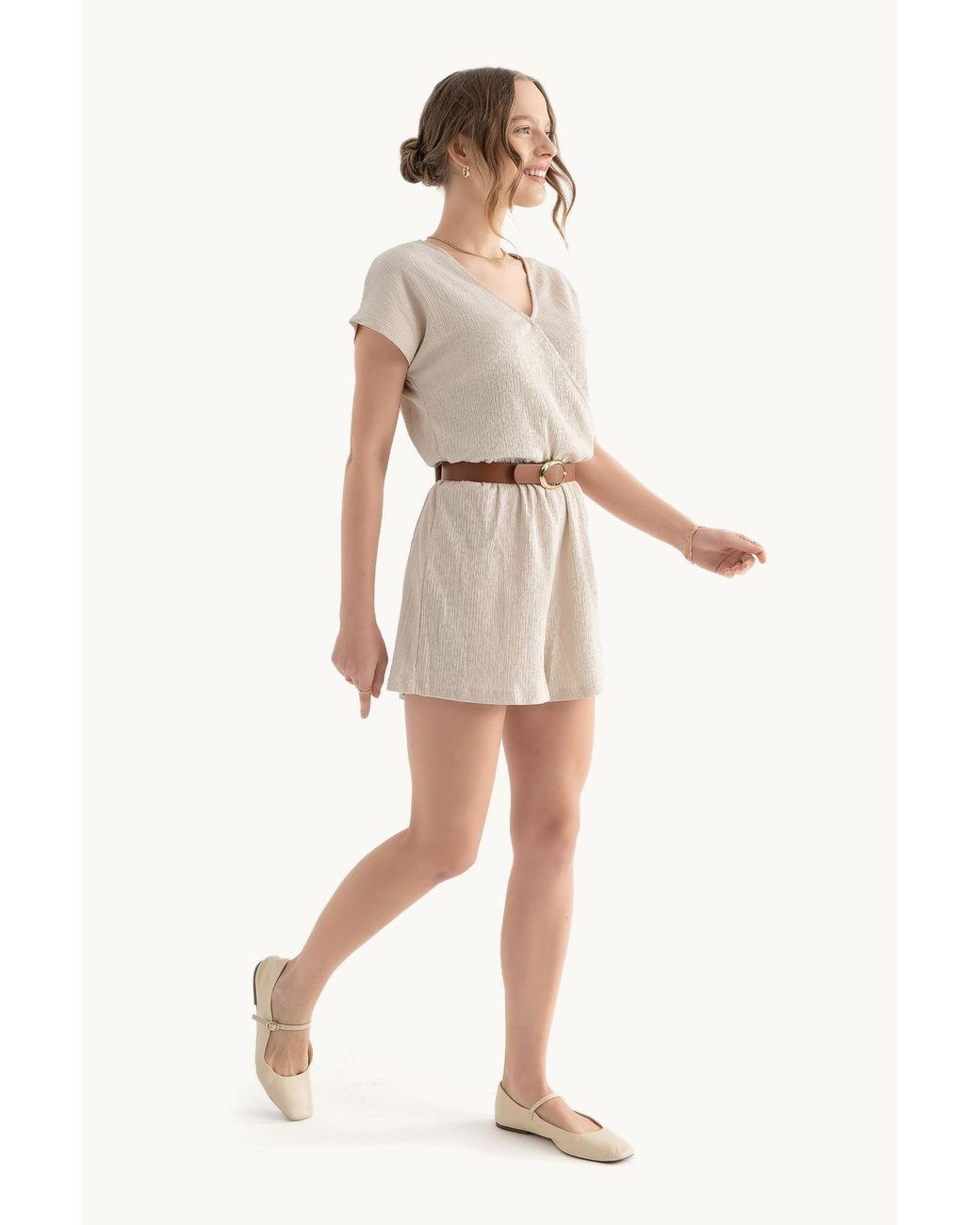 Hiccup Natural Surplice Neck Playsuit