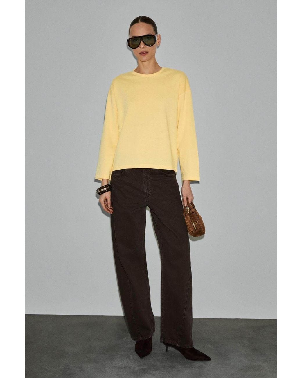 Grimelange Yellow Oversized Crew Neck T-Shirt