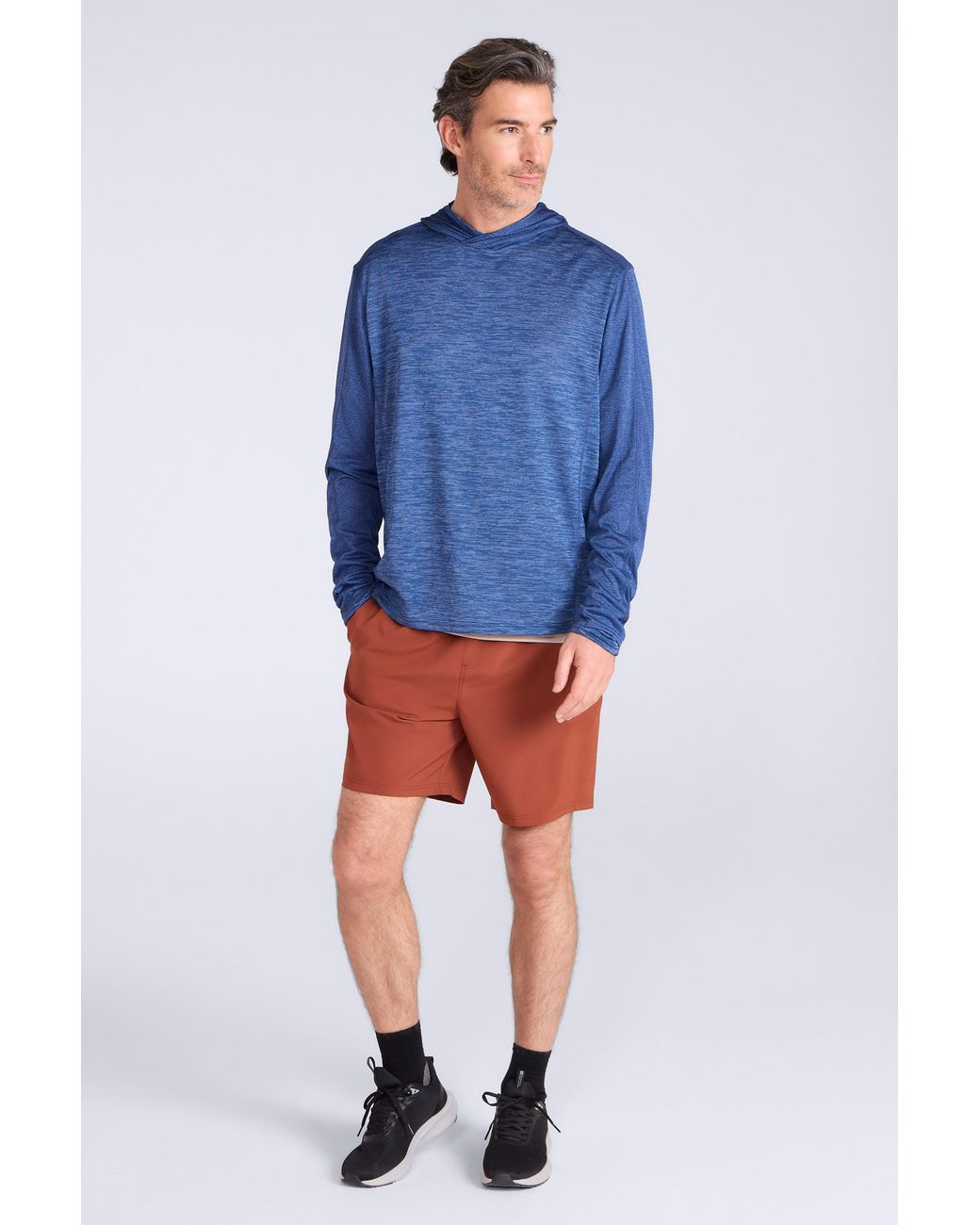 Mountain Warehouse Blue 'Ignite' Active Hoodie Lightweight Quick Drying Anti-Pill Performance Midlayer for men