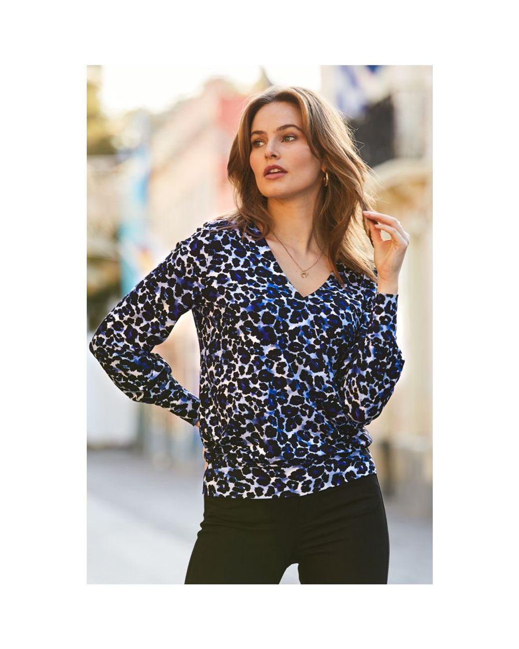 Leopard print v neck cheap jumper