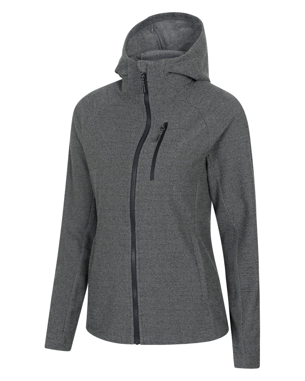 Mountain Warehouse Gray 'Grid' Hooded Midlayer Jacket Breathable Active Outdoor Full Zip Top Fabric