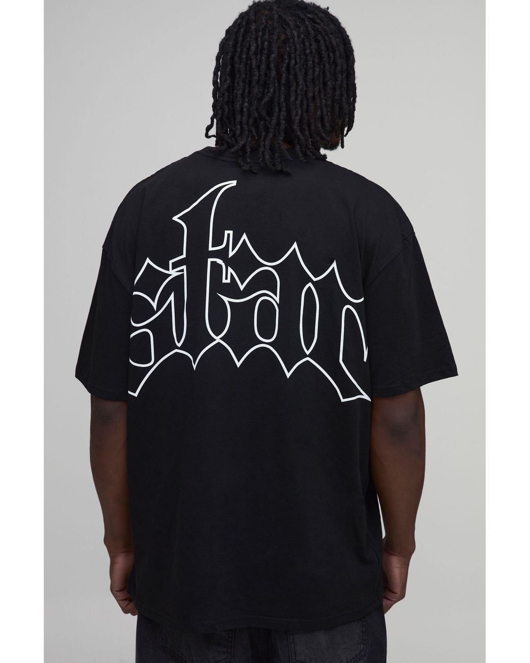BoohooMAN Black Tall Oversized Star Printed T-Shirt Cotton for men