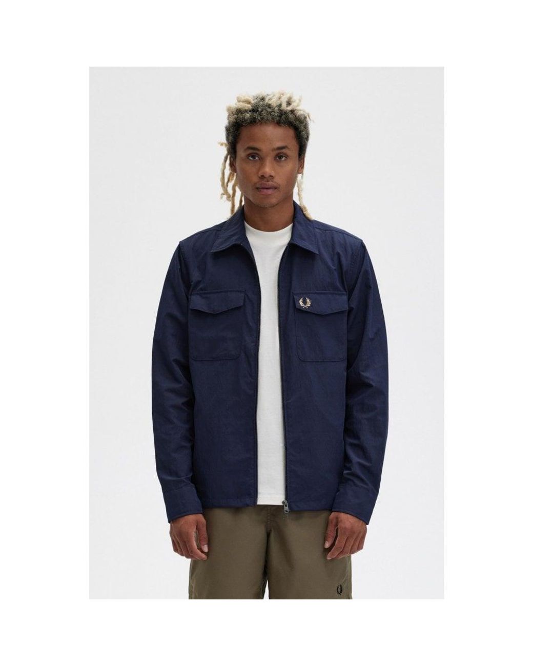 Fred Perry Blue Zip Overshirt for men