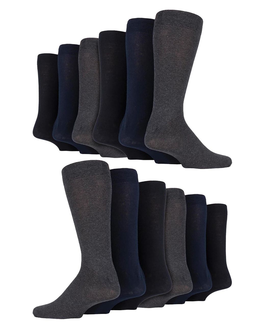 Sock Snob Black 12 Pair Multipack Cotton Colourful Striped Dress Socks for men