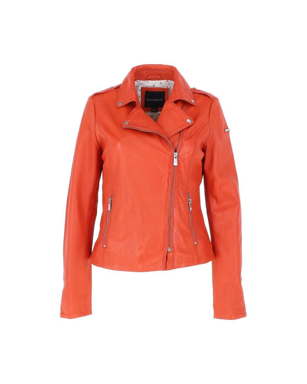Monom Red 'Wendy' Real Leather Side Zip Biker Jacket