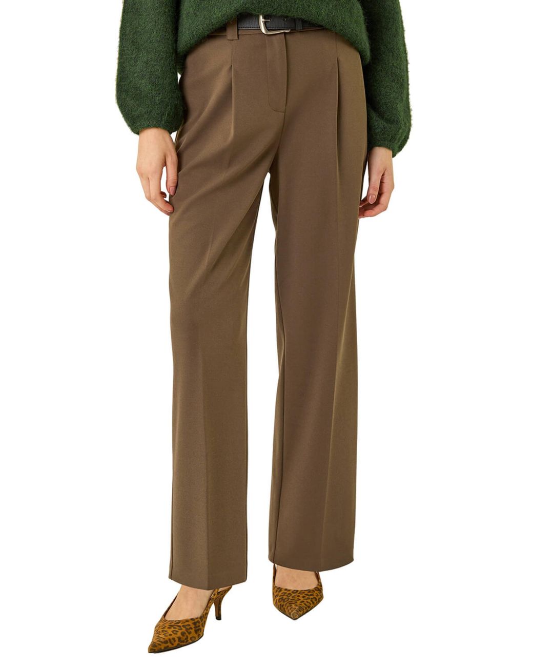 Roman Green Barrel Tapered Leg Trousers