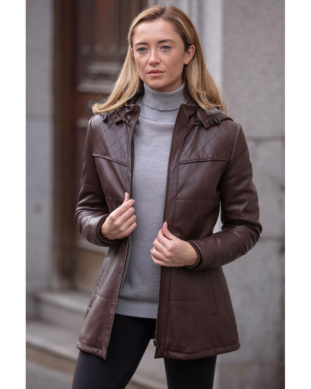 Ashwood Leather Brown Real Duffle Jacket