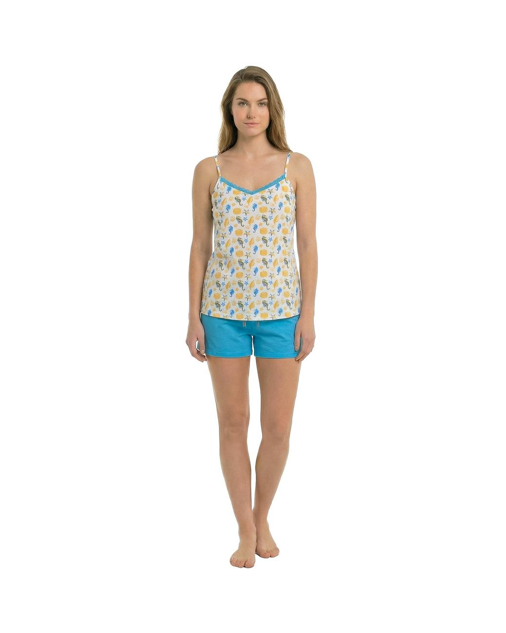 Kisses&Love Blue Summer Pajamas With Thin Straps