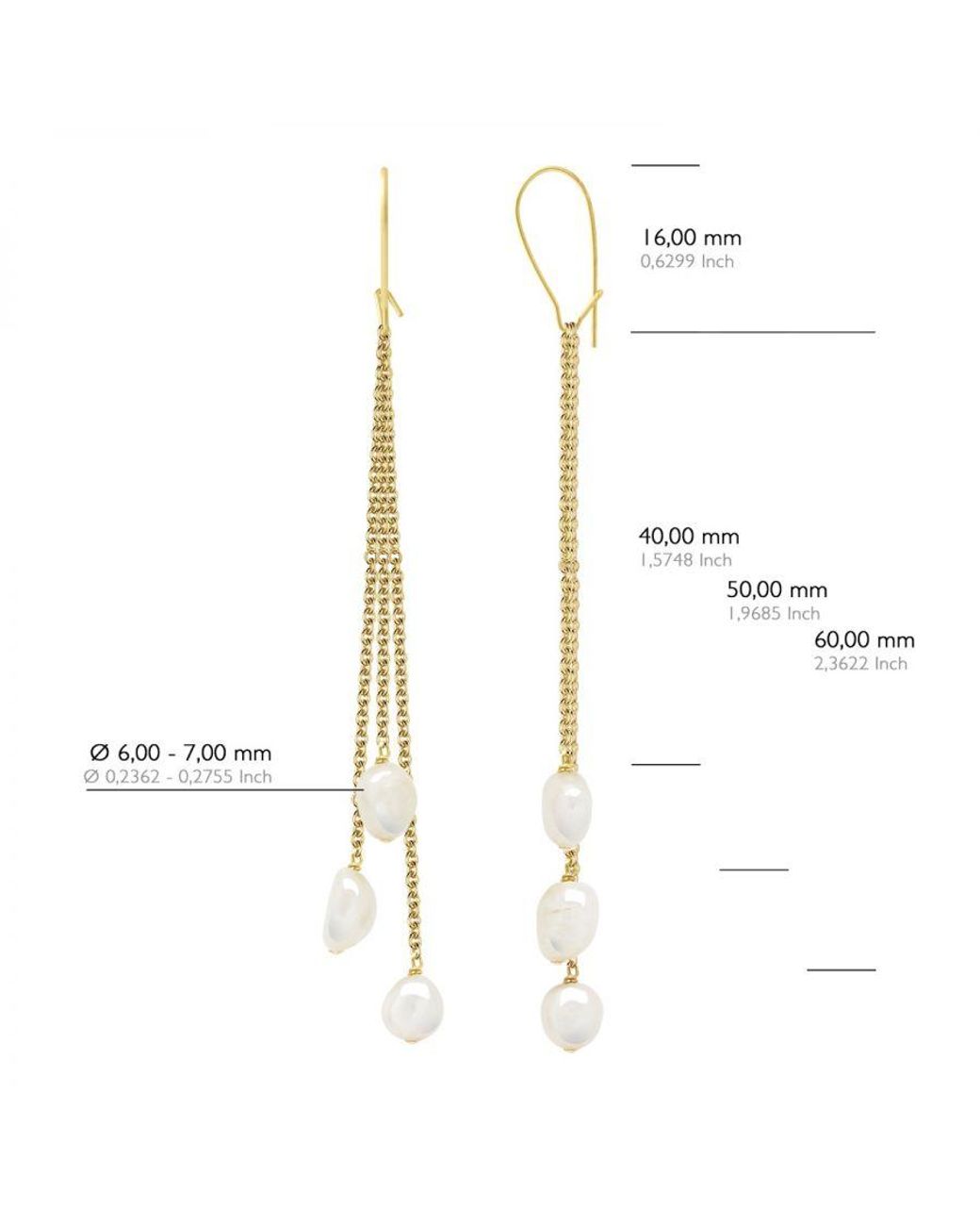 Ateliers Saint Germain Metallic Earrings Real Cultured Freshwater Pearls Baroque 6-7 Mm