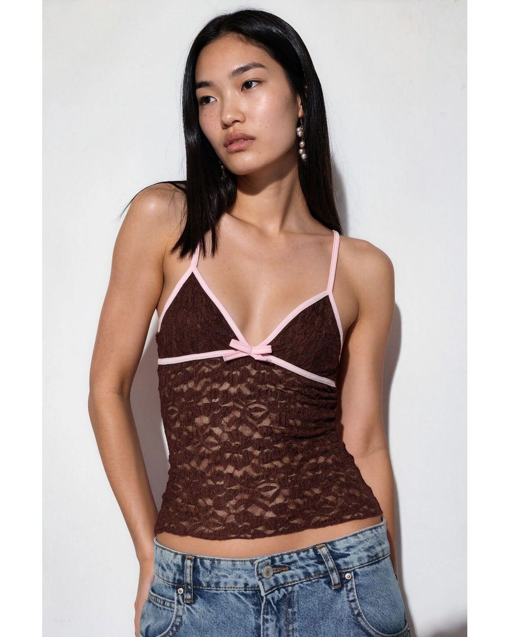 Busem Brown Fitted Cut-Out Cami Top