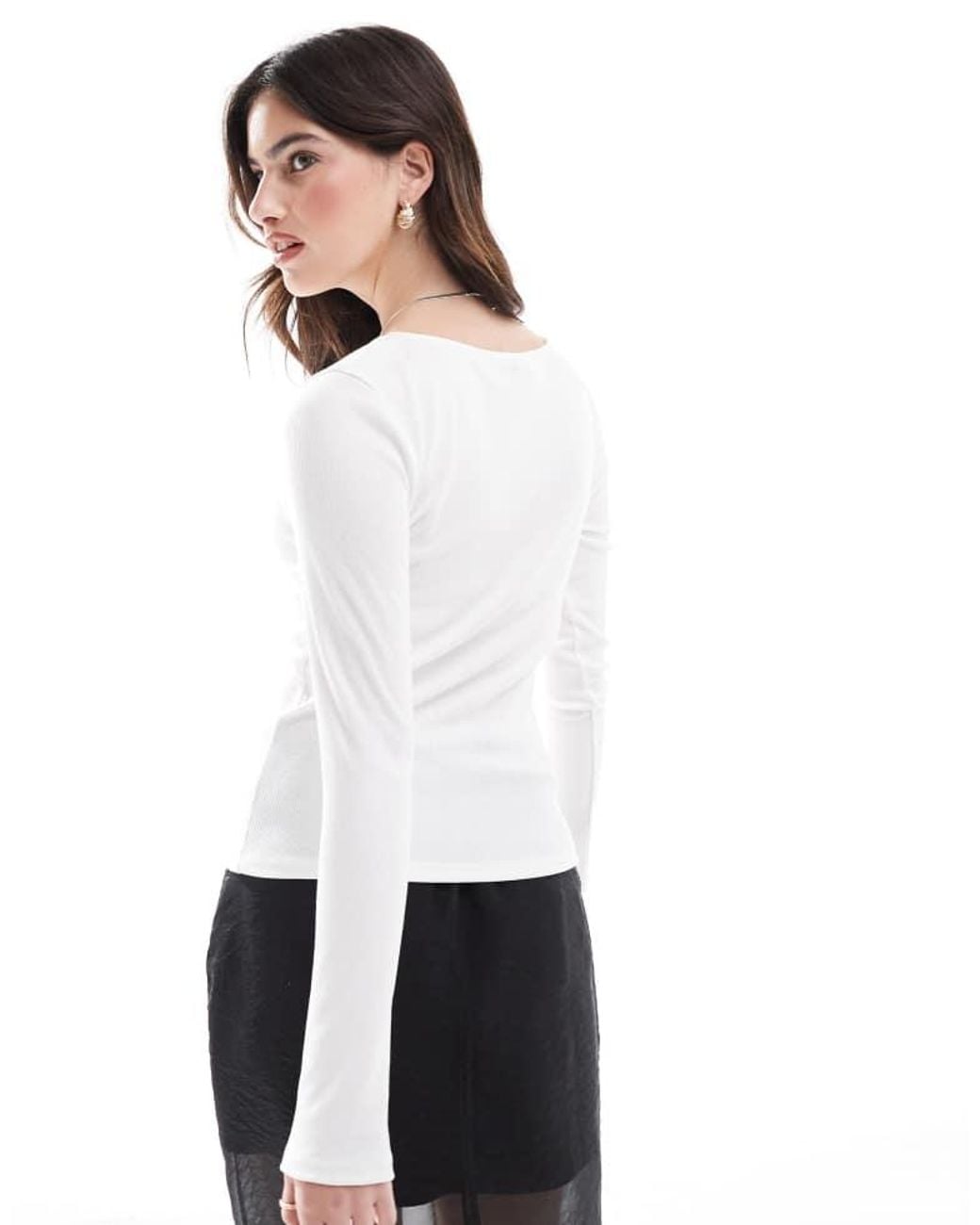 ONLY White Bow Detail Long Sleeve Top