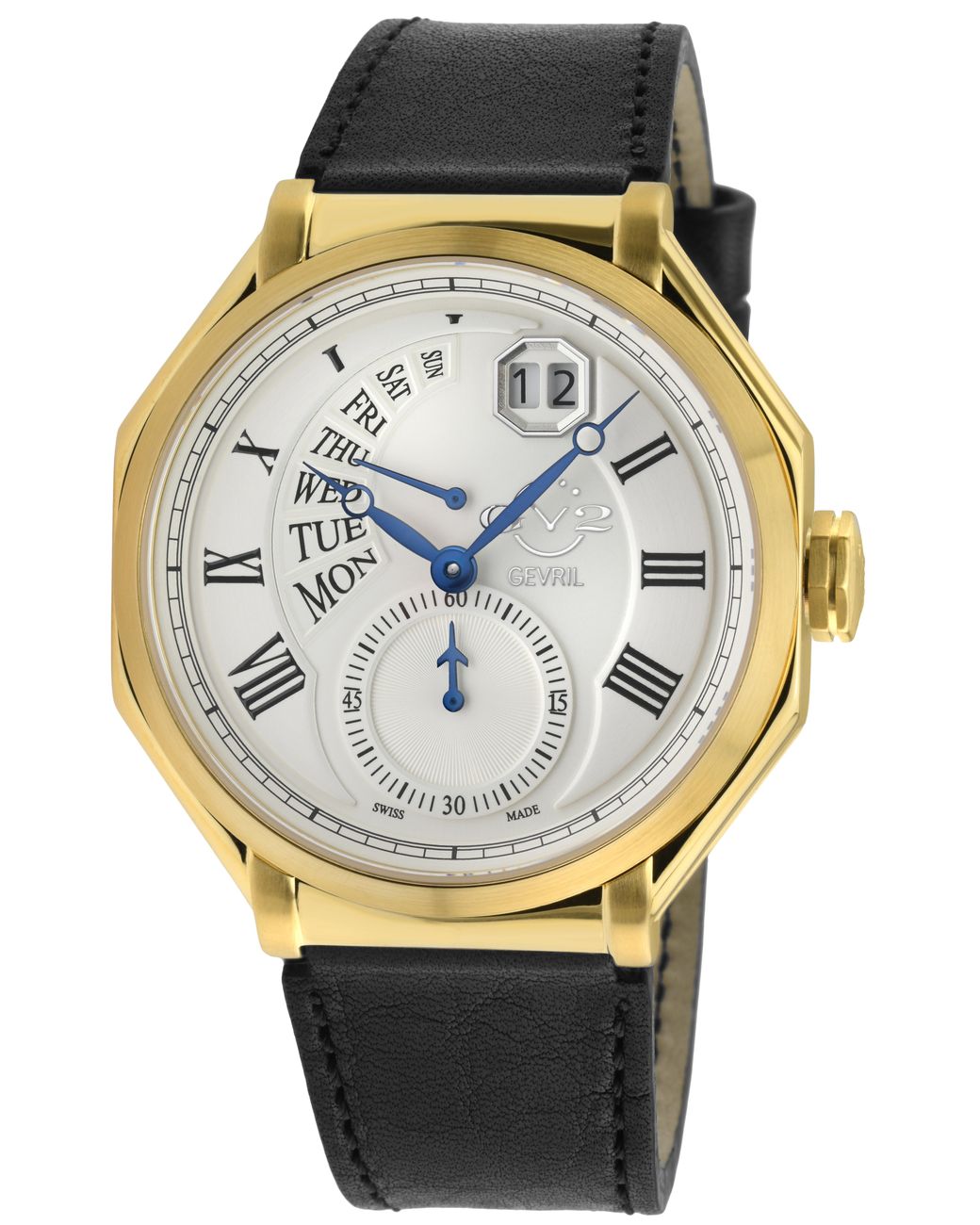 Gv2 Gray Marchese Swiss Quartz Dial, Genuine Handmade Italian Leather Watch for men