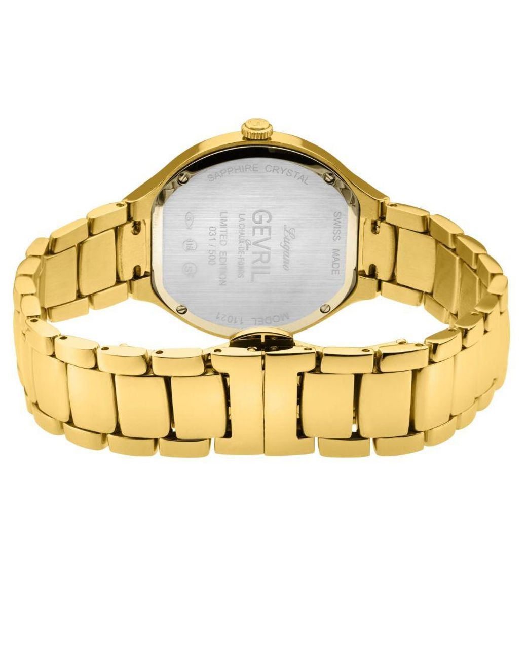 Gevril Metallic Lugano Swiss Diamond Mop Dial 316L Stainless Steel Ipyg Bracelet Watch