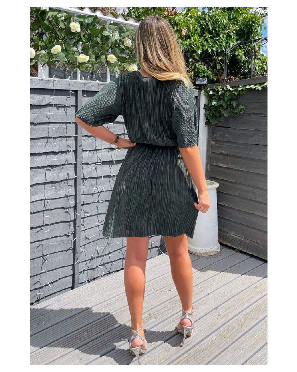 Ax Paris Belted Pleated Dress AX Paris V Neck Pleated Skirt Belted